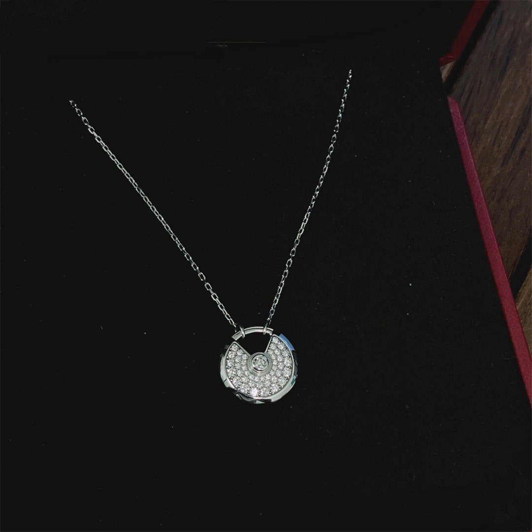 [Clover Jewelrys]AMULETTE SILVER FULL DIAMOND NECKLACE