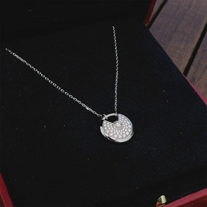 [Clover Jewelrys]AMULETTE SILVER FULL DIAMOND NECKLACE