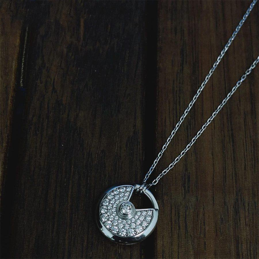 [Clover Jewelrys]AMULETTE SILVER FULL DIAMOND NECKLACE