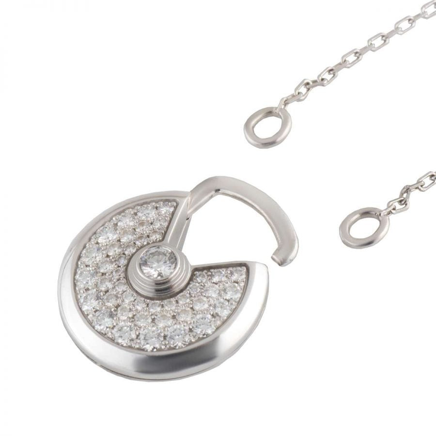 [Clover Jewelrys]AMULETTE SILVER FULL DIAMOND NECKLACE