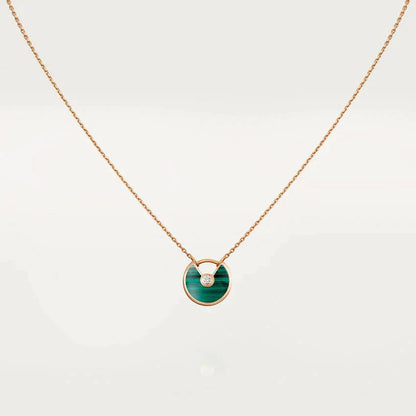 [Clover Jewelrys]AMULETTE ROSE GOLD MALACHITE NECKLACE