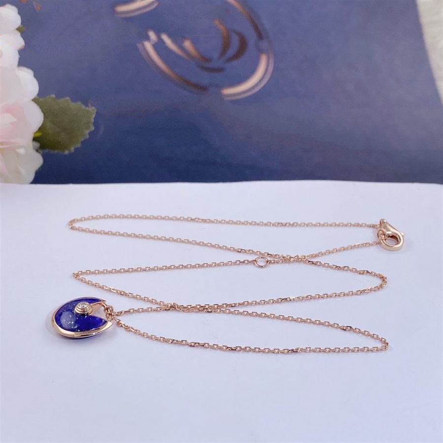 [Clover Jewelrys]AMULETTE ROSE GOLD AGATE NECKLACE