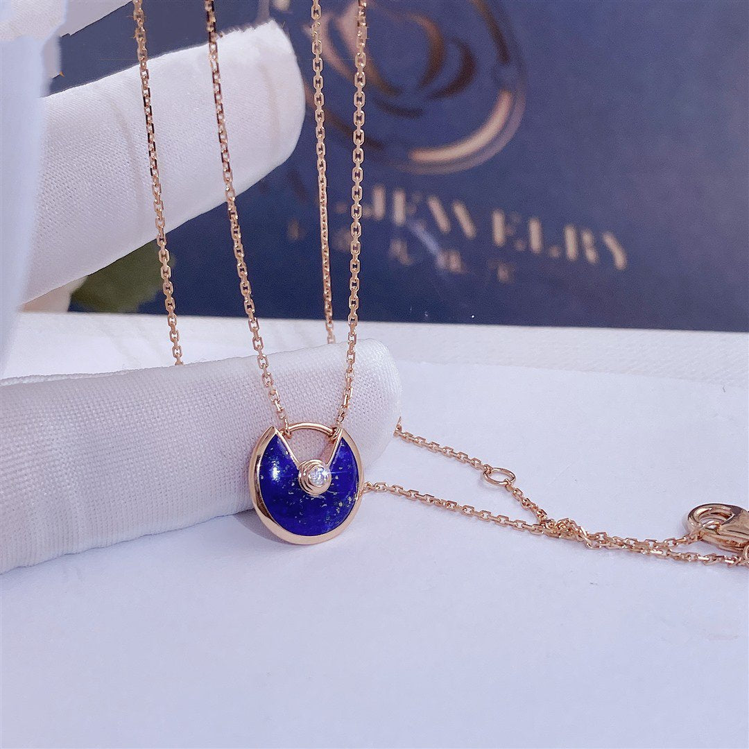 [Clover Jewelrys]AMULETTE ROSE GOLD AGATE NECKLACE