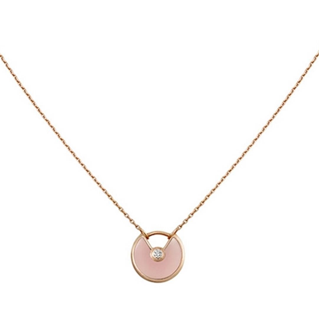 [Clover Jewelrys]AMULETTE ROSE GOLD PINK MOP NECKLACE