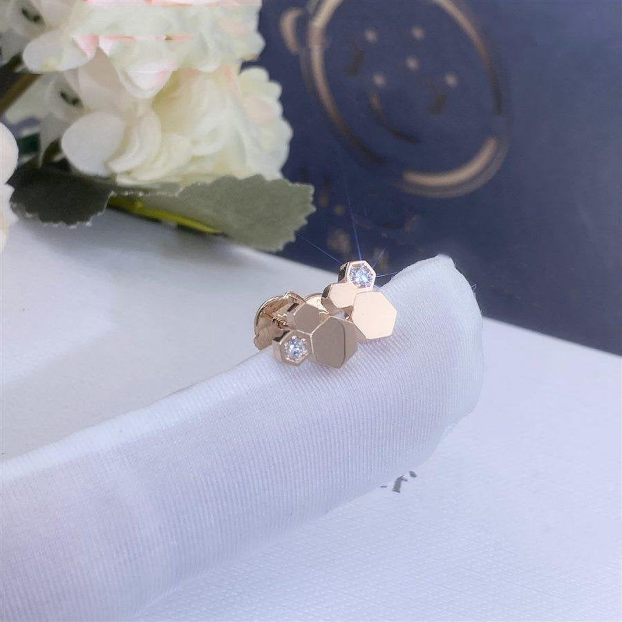 [Clover Jewelrys]BEE LOVE PINK GOLD DIAMOND EARRINGS