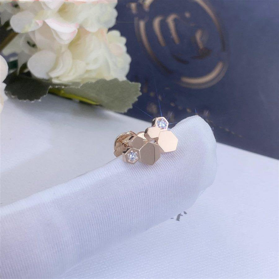 [Clover Jewelrys]BEE LOVE PINK GOLD DIAMOND EARRINGS