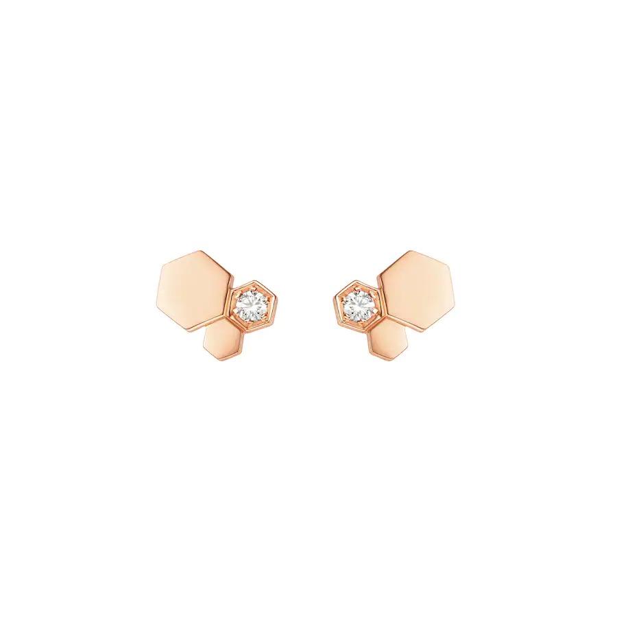 [Clover Jewelrys]BEE LOVE PINK GOLD DIAMOND EARRINGS