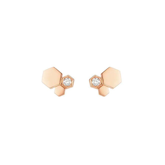 [Clover Jewelrys]BEE LOVE PINK GOLD DIAMOND EARRINGS