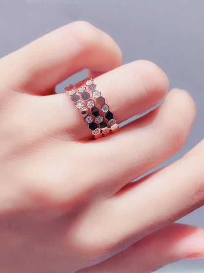 [Clover Jewelrys]BEE LOVE RING PINK GOLD DIAMOND