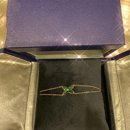 [Clover Jewelrys]JEUX BRACELET MALACHITE PINK GOLD 1 DIAMOND