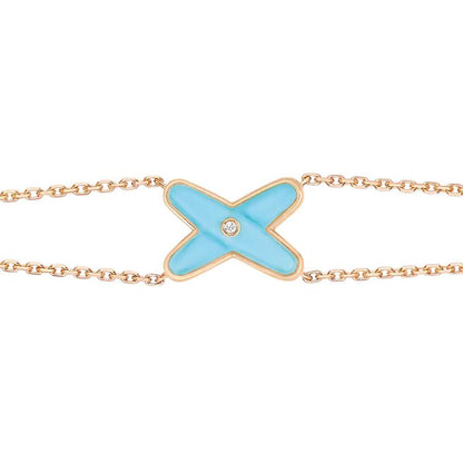 [Clover Jewelrys]JEUX BRACELET TURQUOISE PINK GOLD 1 DIAMOND