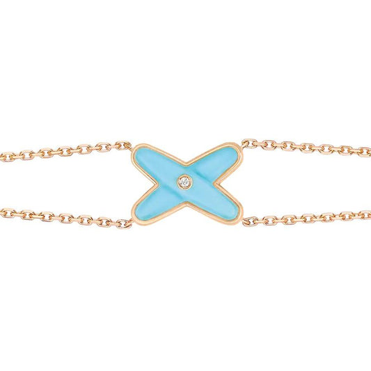 [Clover Jewelrys]JEUX BRACELET TURQUOISE PINK GOLD 1 DIAMOND