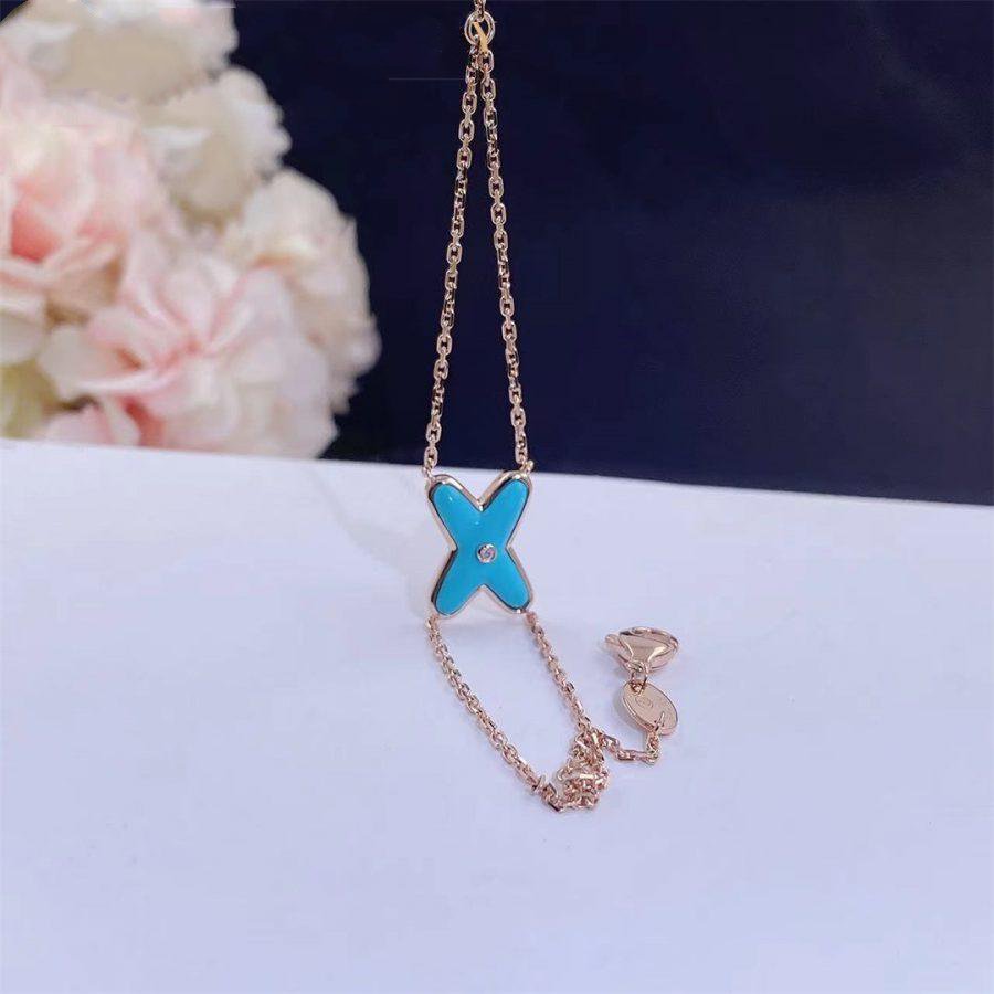 [Clover Jewelrys]JEUX BRACELET TURQUOISE PINK GOLD 1 DIAMOND