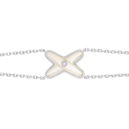 [Clover Jewelrys]JEUX BRACELET WHITE MOP SILVER 1 DIAMOND