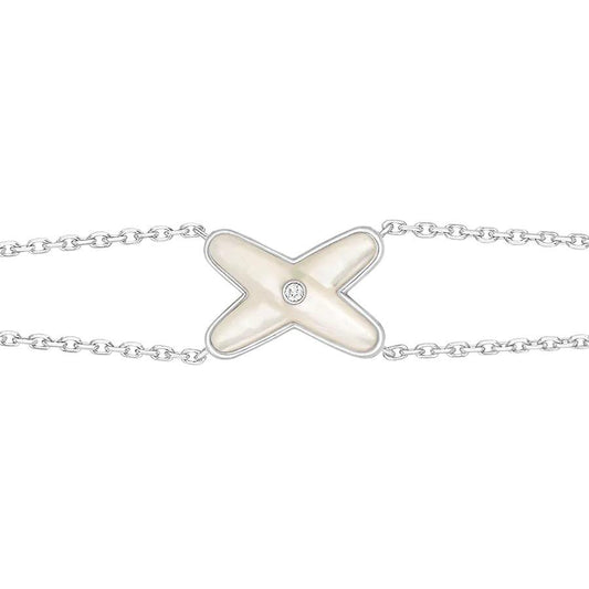 [Clover Jewelrys]JEUX BRACELET WHITE MOP SILVER 1 DIAMOND