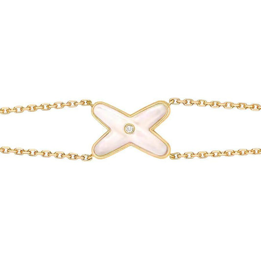 [Clover Jewelrys]JEUX BRACELET WHITE MOP GOLD 1 DIAMOND