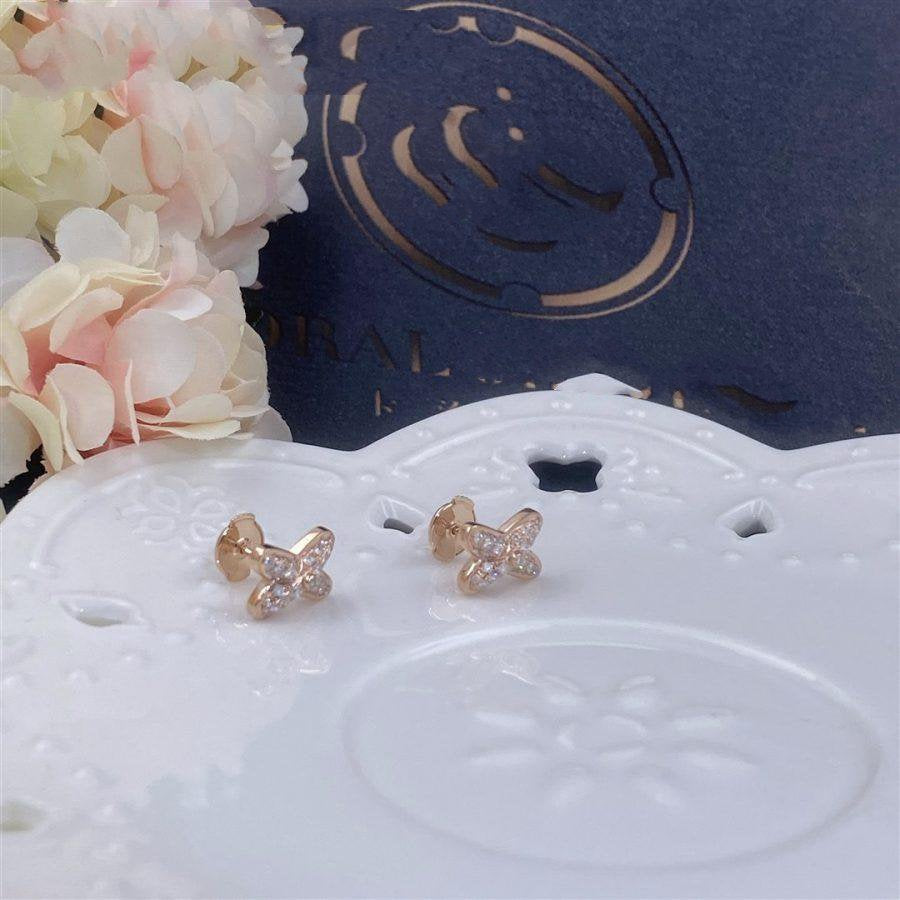 [Clover Jewelrys]JEUX DE PINK GOLD DIAMOND EARRINGS