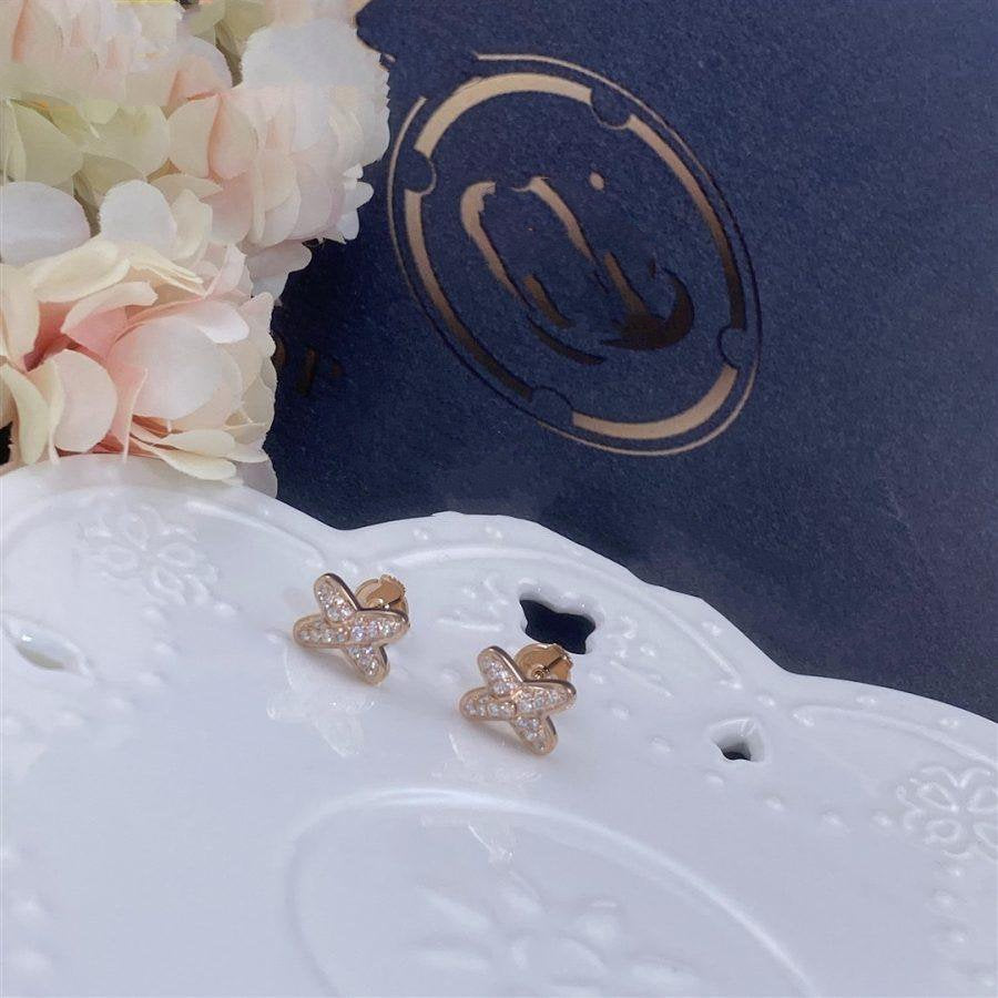 [Clover Jewelrys]JEUX DE PINK GOLD DIAMOND EARRINGS