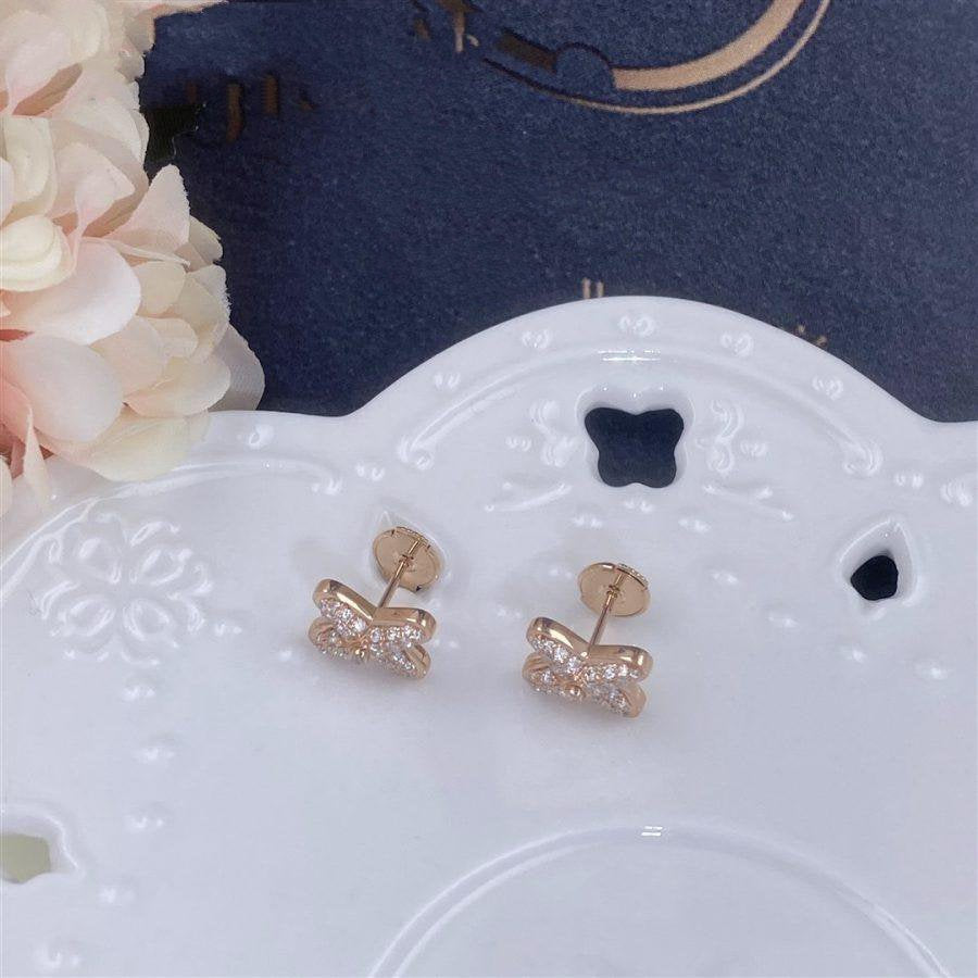 [Clover Jewelrys]JEUX DE PINK GOLD DIAMOND EARRINGS