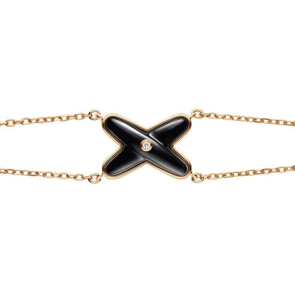 [Clover Jewelrys]JEUX BRACELET ONYX PINK GOLD 1 DIAMOND