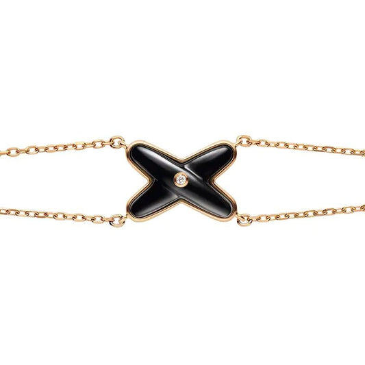 [Clover Jewelrys]JEUX BRACELET ONYX PINK GOLD 1 DIAMOND