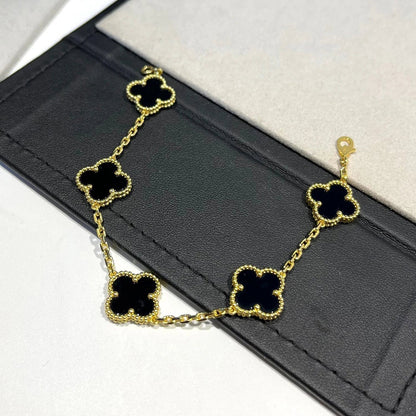 [Clover Jewelrys]CLOVER  5 MOTIFS BLACK ONYX BRACELET