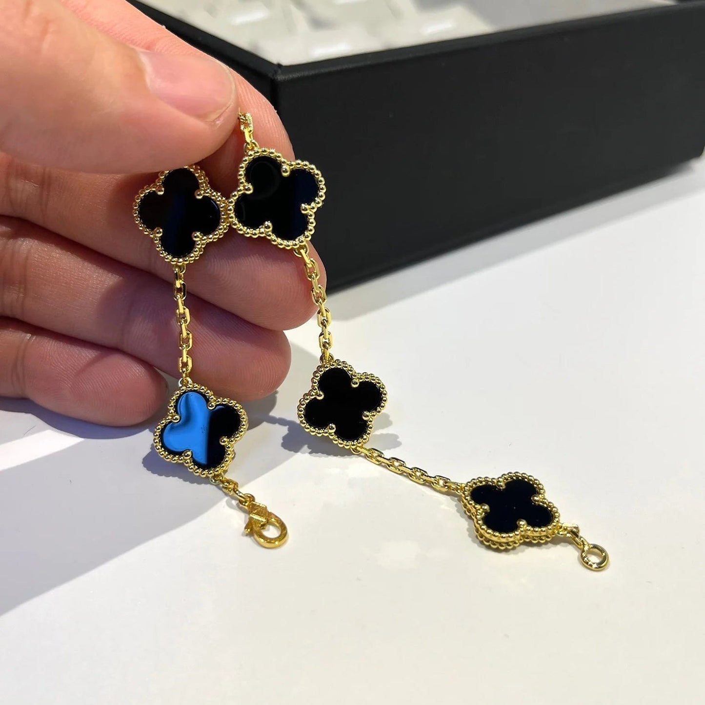 [Clover Jewelrys]CLOVER  5 MOTIFS BLACK ONYX BRACELET