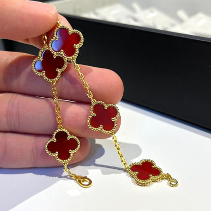 [Clover Jewelrys]CLOVER 5 MOTIFS RED AGATE  BRACELET