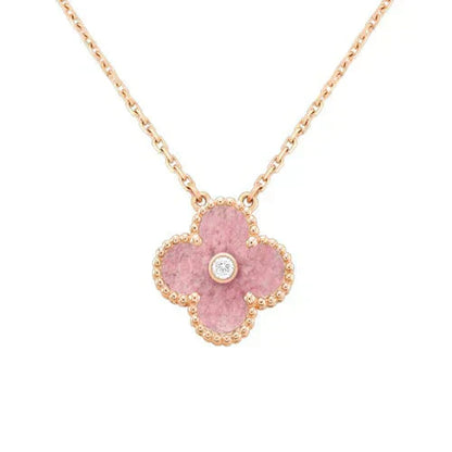 [Clover Jewelrys]CLOVER 15MM DIAMOND RHODONITE NECKLACE