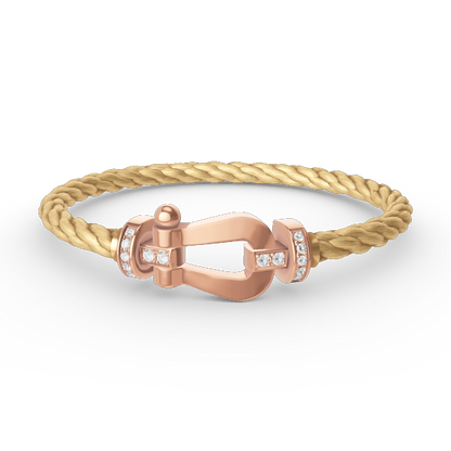 [Clover Jewelrys]FORCE LARGE HORSESHOE HALF DIAMOND BRACELET ROSE GOLD