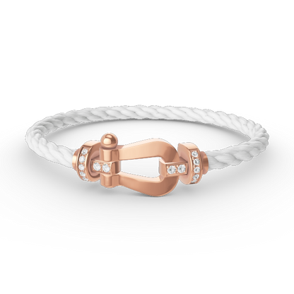 [Clover Jewelrys]FORCE LARGE HORSESHOE HALF DIAMOND BRACELET ROSE GOLD