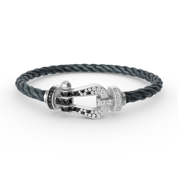 [Clover Jewelrys]FORCE LARGE HORSESHOE BLACK WHITE DIAMOND BRACELET SILVER