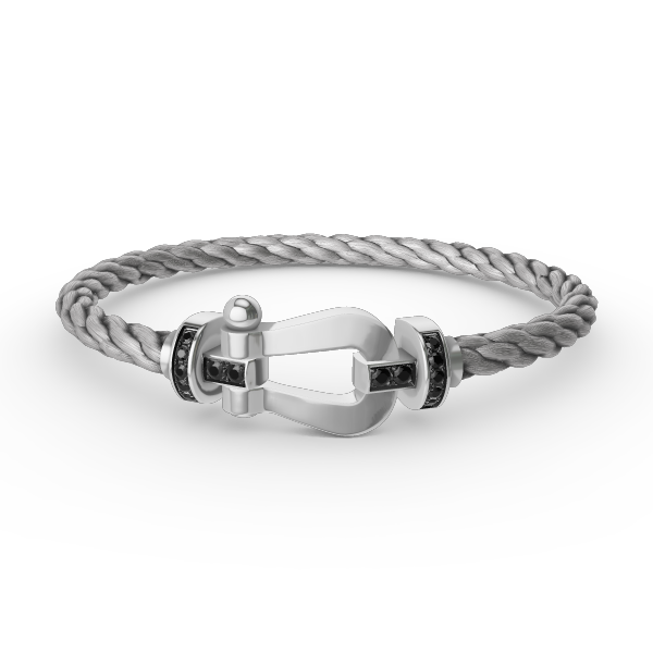 [Clover Jewelrys]FORCE LARGE HORSESHOE BLACK DIAMOND BRACELET SILVER