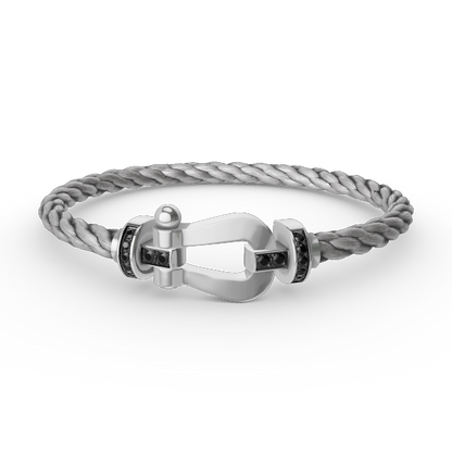 [Clover Jewelrys]FORCE LARGE HORSESHOE BLACK DIAMOND BRACELET SILVER