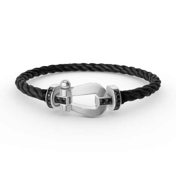 [Clover Jewelrys]FORCE LARGE HORSESHOE BLACK DIAMOND BRACELET SILVER