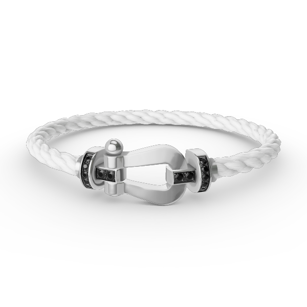 [Clover Jewelrys]FORCE LARGE HORSESHOE BLACK DIAMOND BRACELET SILVER