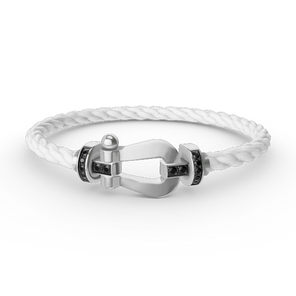 [Clover Jewelrys]FORCE LARGE HORSESHOE BLACK DIAMOND BRACELET SILVER