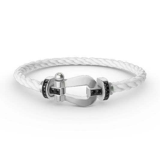 [Clover Jewelrys]FORCE LARGE HORSESHOE BLACK DIAMOND BRACELET SILVER