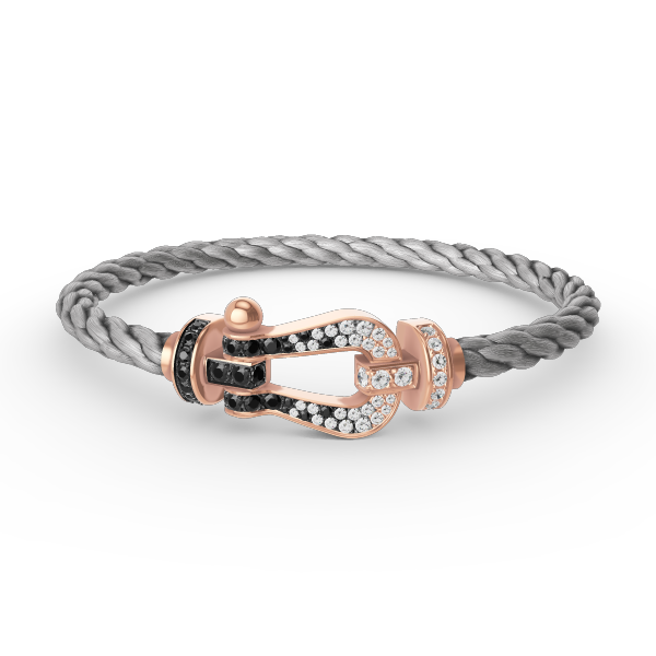 [Clover Jewelrys]FORCE LARGE HORSESHOE BLACK WHITE DIAMOND BRACELET ROSE GOLD