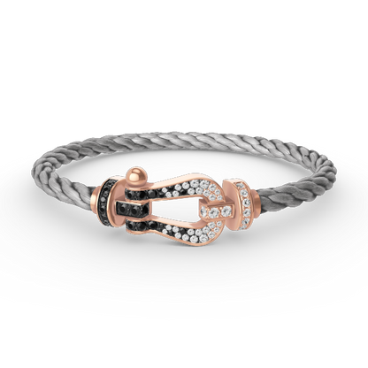 [Clover Jewelrys]FORCE LARGE HORSESHOE BLACK WHITE DIAMOND BRACELET ROSE GOLD