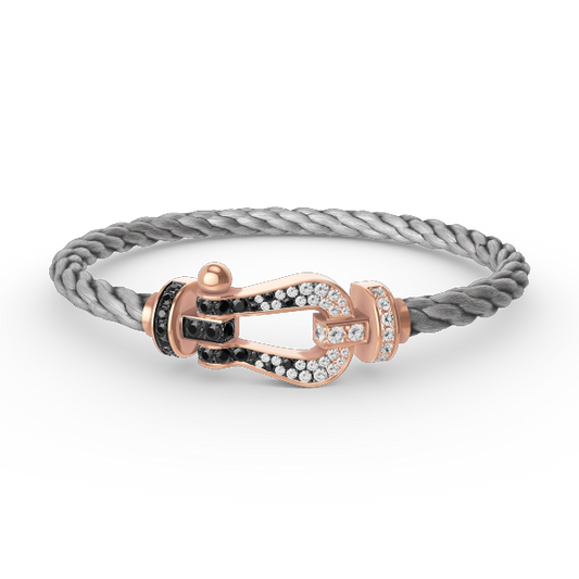 [Clover Jewelrys]FORCE LARGE HORSESHOE BLACK WHITE DIAMOND BRACELET ROSE GOLD