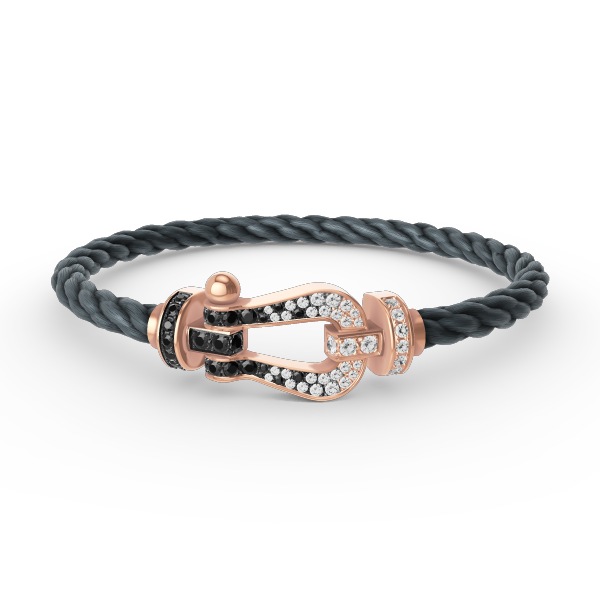 [Clover Jewelrys]FORCE LARGE HORSESHOE BLACK WHITE DIAMOND BRACELET ROSE GOLD