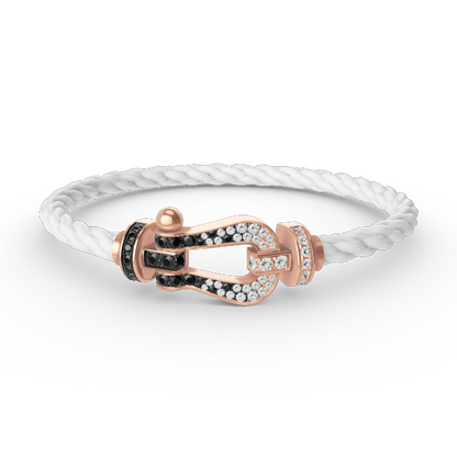 [Clover Jewelrys]FORCE LARGE HORSESHOE BLACK WHITE DIAMOND BRACELET ROSE GOLD