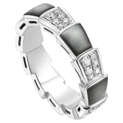 [Clover Jewelrys]SERPENTI RING SILVER DIAMOND BLACK MOP 4MM