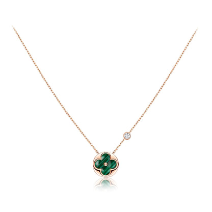 [Clover Jewelrys]SUN PEDANT PINK GOLD 1 DIAMOND NECKLACE