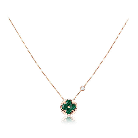 [Clover Jewelrys]SUN PEDANT PINK GOLD 1 DIAMOND NECKLACE