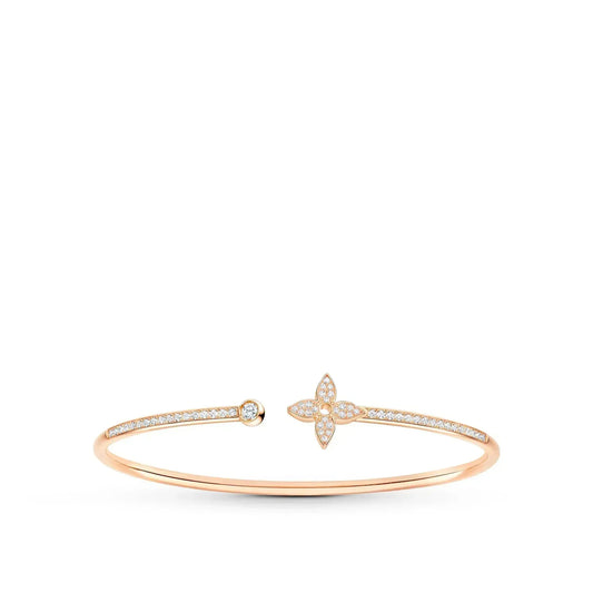 [Clover Jewelrys]IDYLLE PINK GOLD OPEN BRACELET DIAMOND PAVED