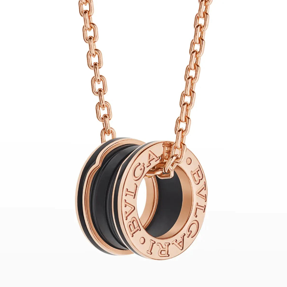 [Clover Jewelrys]ZERO 1 BLACK CERAMIC PINK GOLD NECKLACE