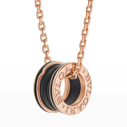 [Clover Jewelrys]ZERO 1 BLACK CERAMIC PINK GOLD NECKLACE