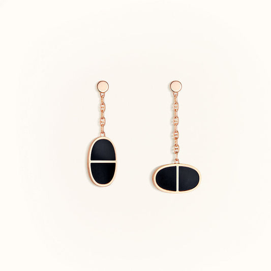 [Clover Jewelrys]CHAINE VERSO BLACK CERAMIC EARRINGS